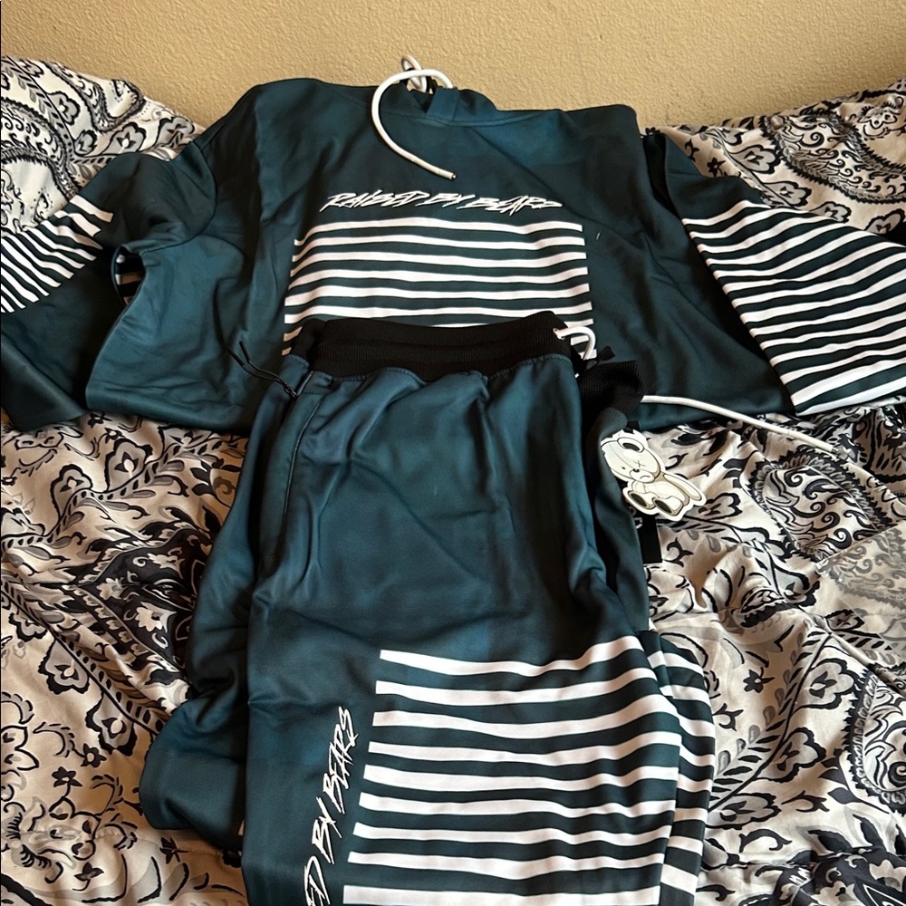 Men's Teal Striped Hoodie & Jogger Set CIVILZED BRAND